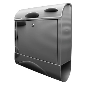 Banjado Design Briefkasten Silber Pulverbeschichtet 39x47x14cm 2 Schlüssel Mit Zeitungsfach Motiv Schwarze Steine
