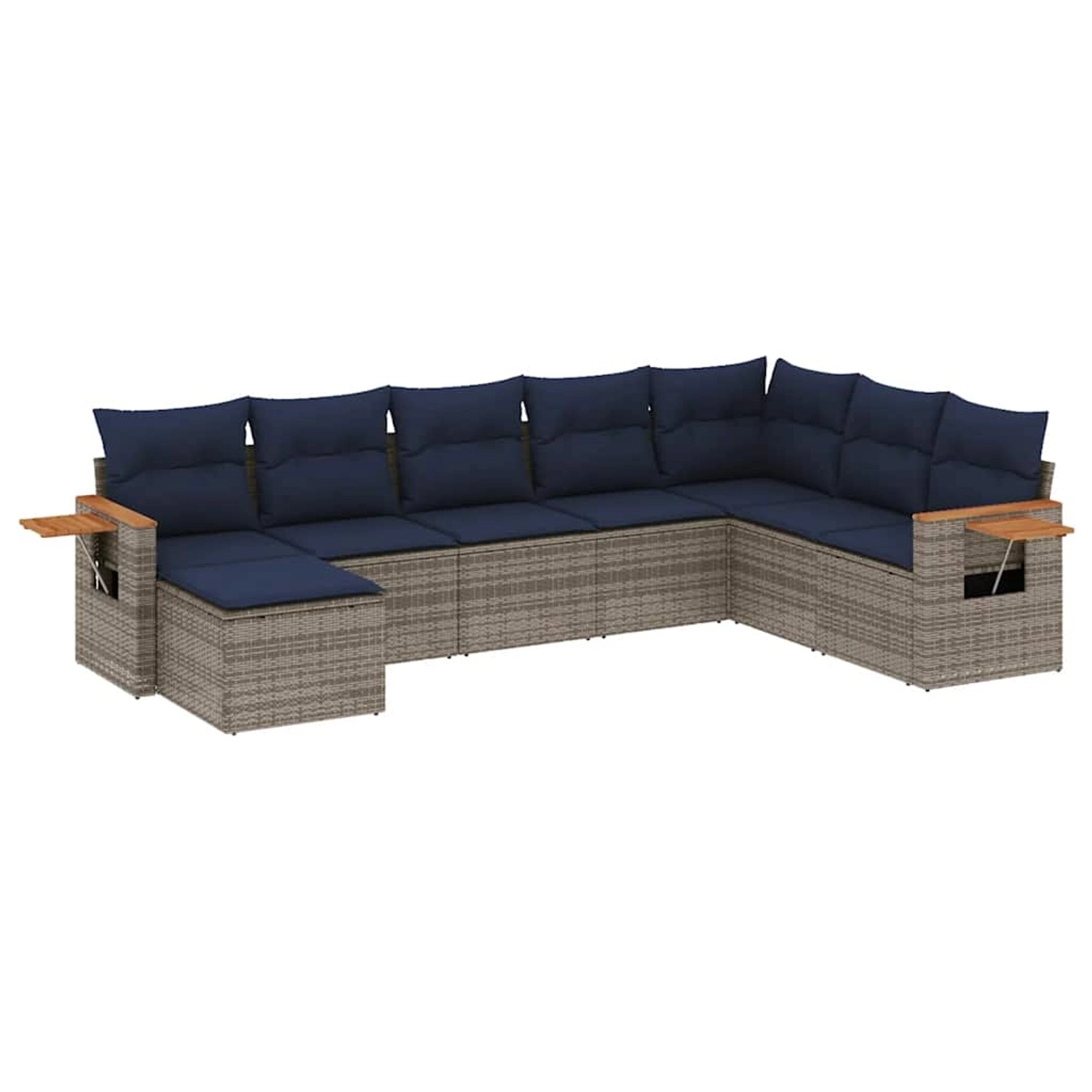 vidaXL 8-Tlg Garten-Sofagarnitur mit Kissen Grau Poly Rattan 3227090 günstig online kaufen