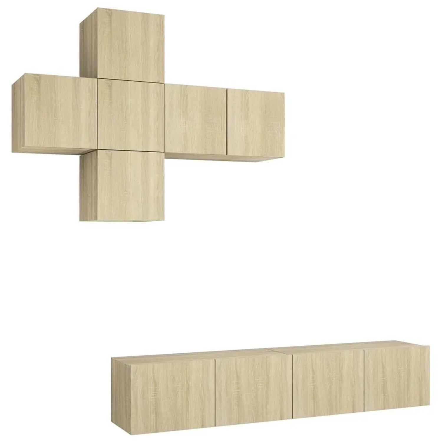 vidaXL 7-Tlg TV-Schrank-Set Sonoma-Eiche Holzwerkstoff 3079022