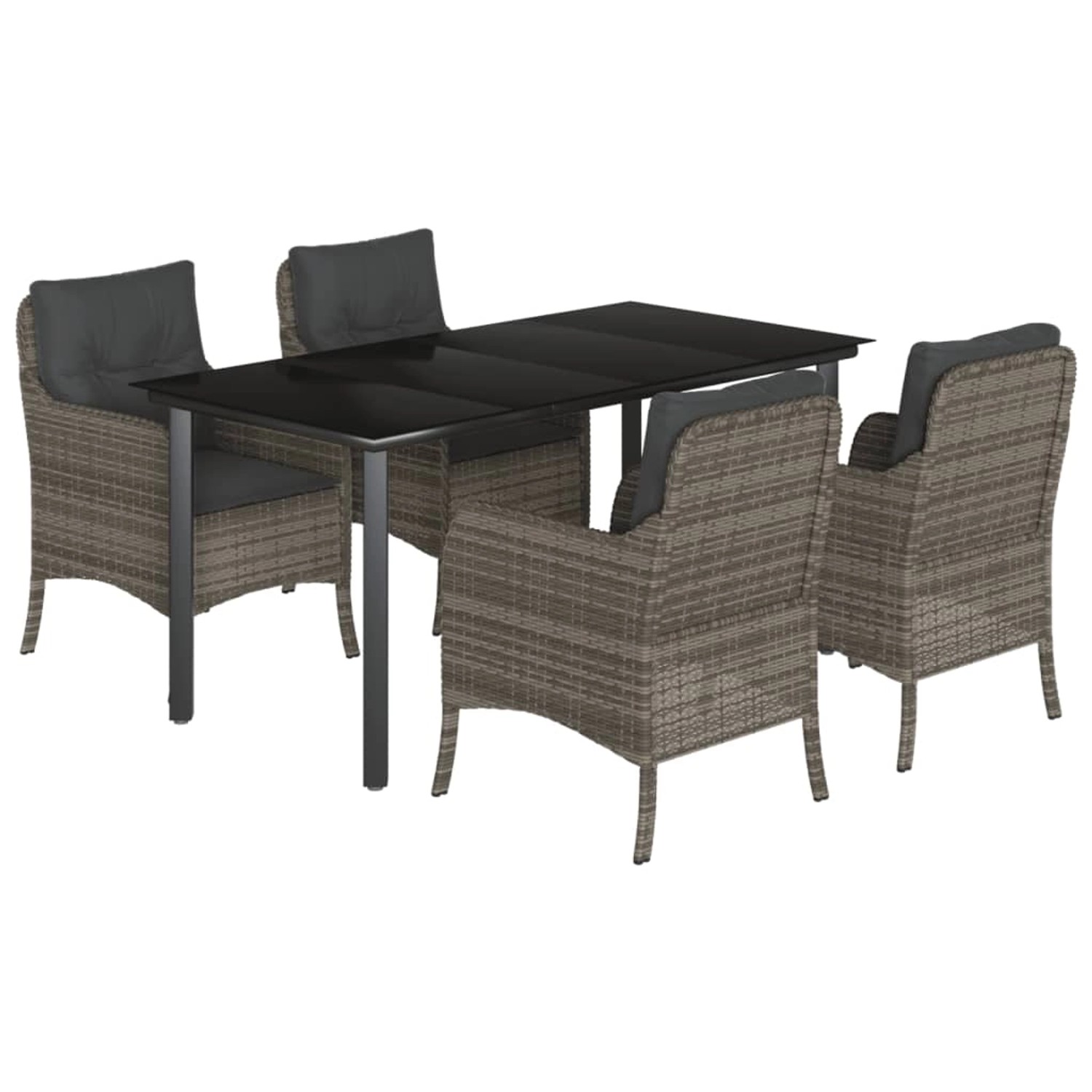vidaXL 5-Tlg Garten-Essgruppe mit Kissen Grau Poly Rattan 3211958 günstig online kaufen