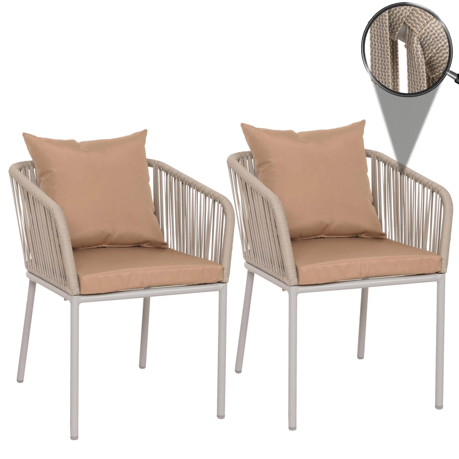 MCW 2er-Set Gartenstuhl N41 Hellgrau Kissen Taupe kaufen bei OBI