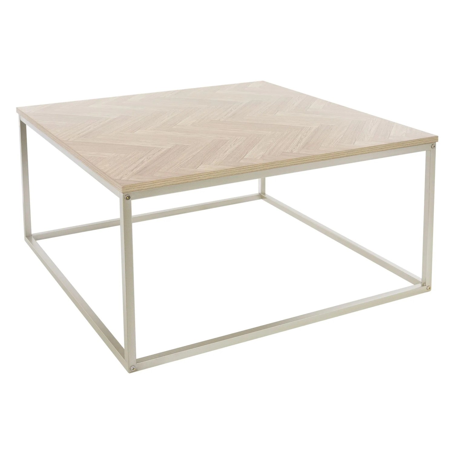 ML-Design Couchtisch 80x80x40 cm Eiche mit Fischgrätenmuster aus Stahl