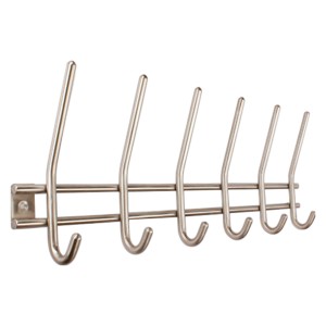 Siro Hakenleiste aus Edelstahl, 460mm lang, mit 6 Haken. Ideal für Garderobe.