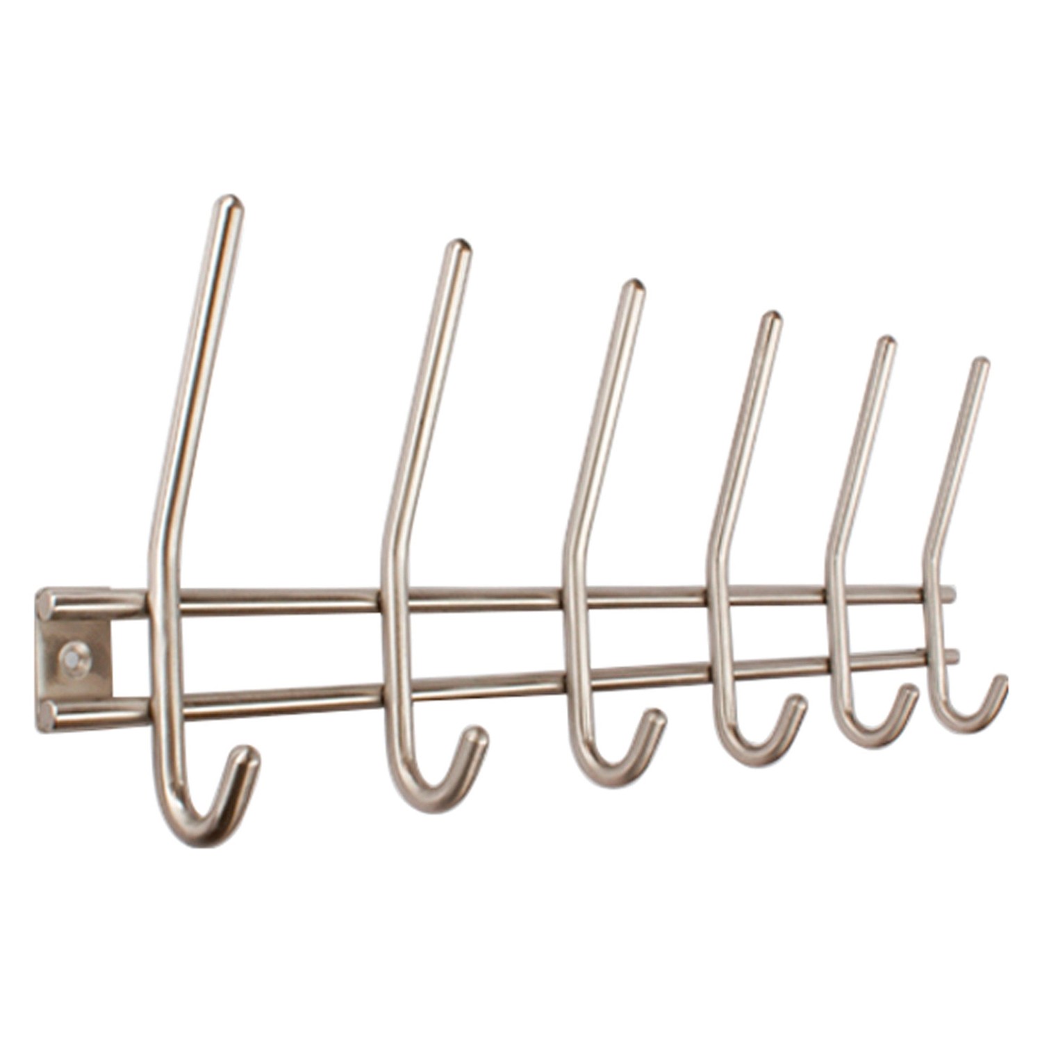 Siro Hakenleiste aus Edelstahl, 460mm lang, mit 6 Haken. Ideal für Garderobe.