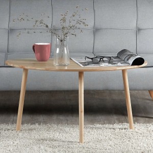 Homestyle4u Beistelltisch Natur Couchtisch Holztisch Nierentisch Kiefer