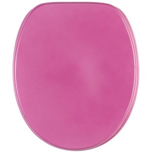 Sanilo WC-Sitz Glitzer Pink aus Holz mit Absenkautomatik, Top-Ansicht.