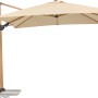 Naturfarbener Schneider Ampelschirm, 360x300 cm, mit Kurbel und drehbarem Mast auf einem Schirmständer.