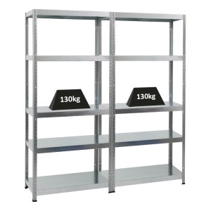 PROREGAL Mega Deal: 2 verzinkte Schwerlastregale (180x80x40 cm), je 5 Böden mit 130 kg Fachlast.