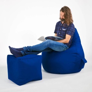 Green Bean Sitzhocker Cube 40 x 40 x 40 cm Wetterfest Waschbarer Bezug Blau