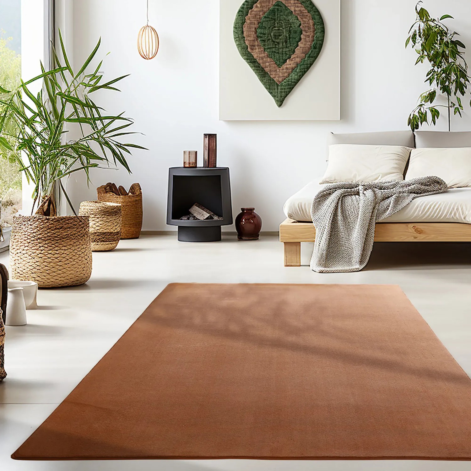 Ayyildiz Kurzflorteppich Sky 5400, braun, 80x150 cm im Wohnraum.
