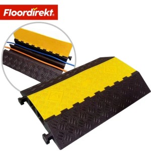 Floordirekt Kabelbrücke Torus, 2-Kanal Kabelschutz, bis 20t belastbar, schwarz-gelb.