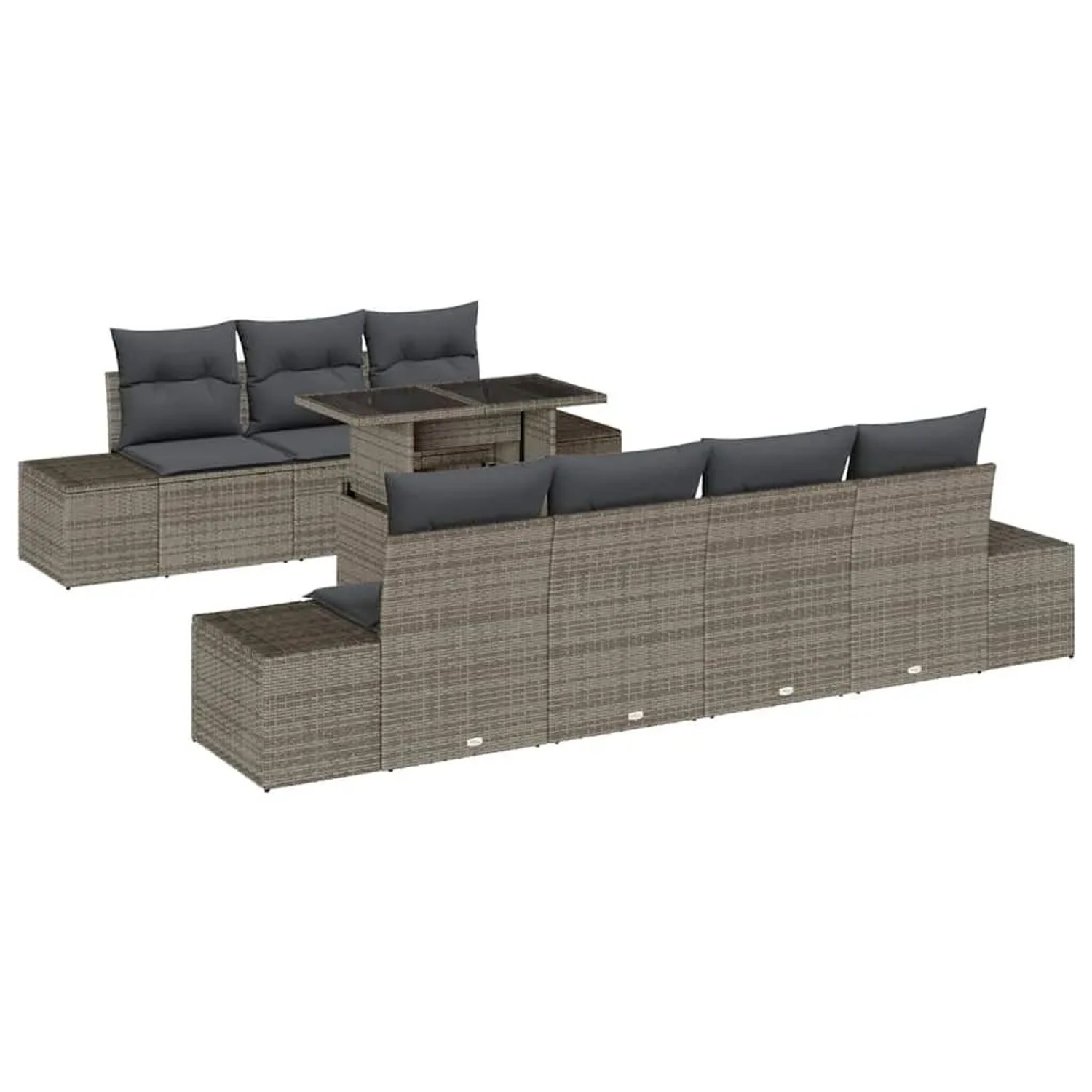vidaXL Gartensofa-set mit Kissen 8-Tlg Grau 3357862
