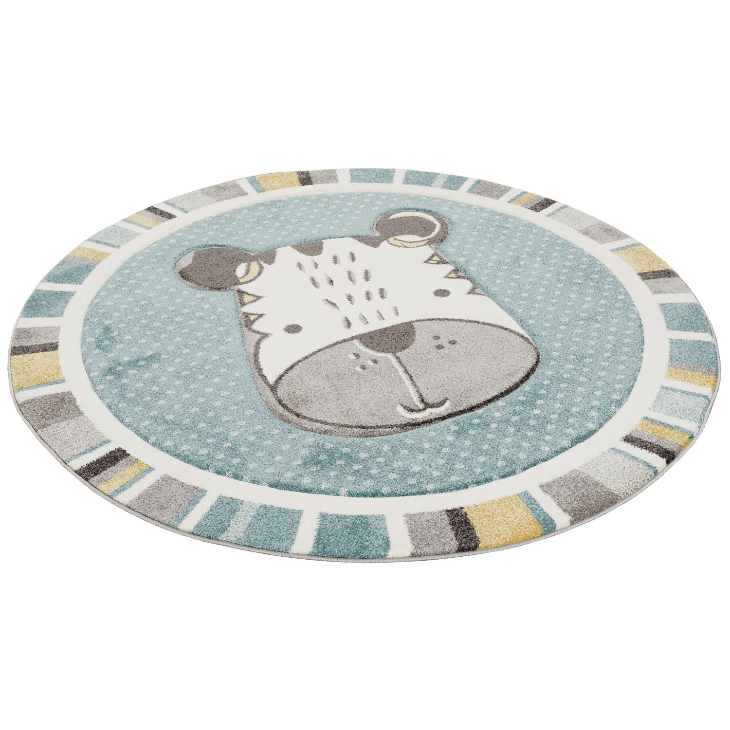 Pergamon Kinder Teppich Maui Kids Hund Rund Blau 200x200cm günstig online kaufen
