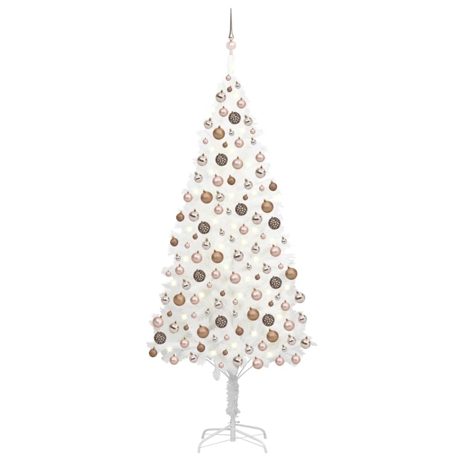vidaXL Künstlicher Weihnachtsbaum mit LEDs & Kugeln Weiß 240 cm Modell 2