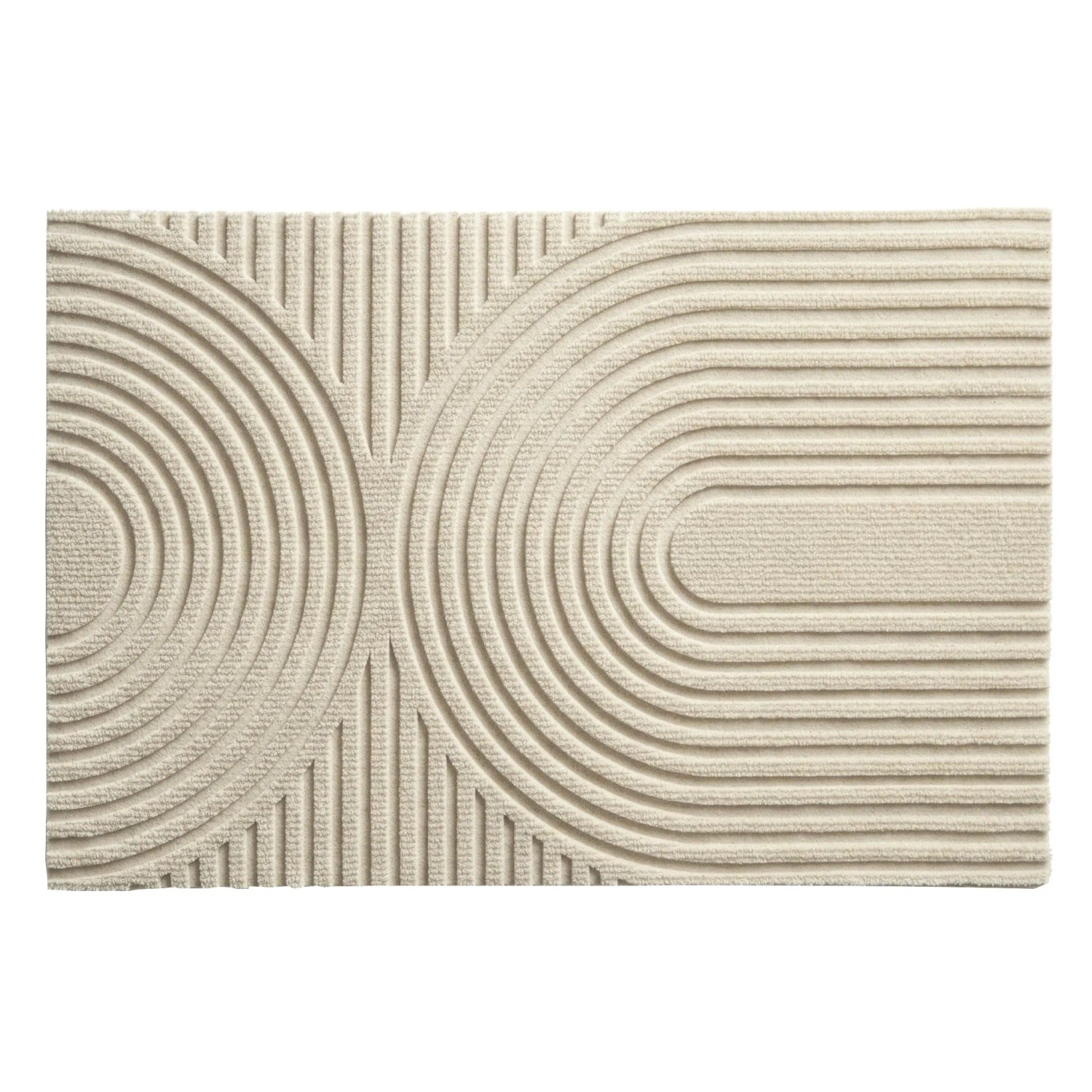 Floordirekt Schmutzfangmatte CIRCA Waschbar Rutschfest TPE-Rücken Beige Wellen 90 x 150 cm