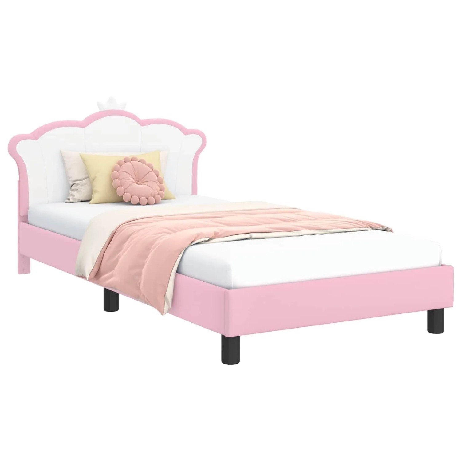 vidaXL Kinderbettgestell mit Kopfteil Rosa 90 x 190 cm PU 42011082 günstig online kaufen
