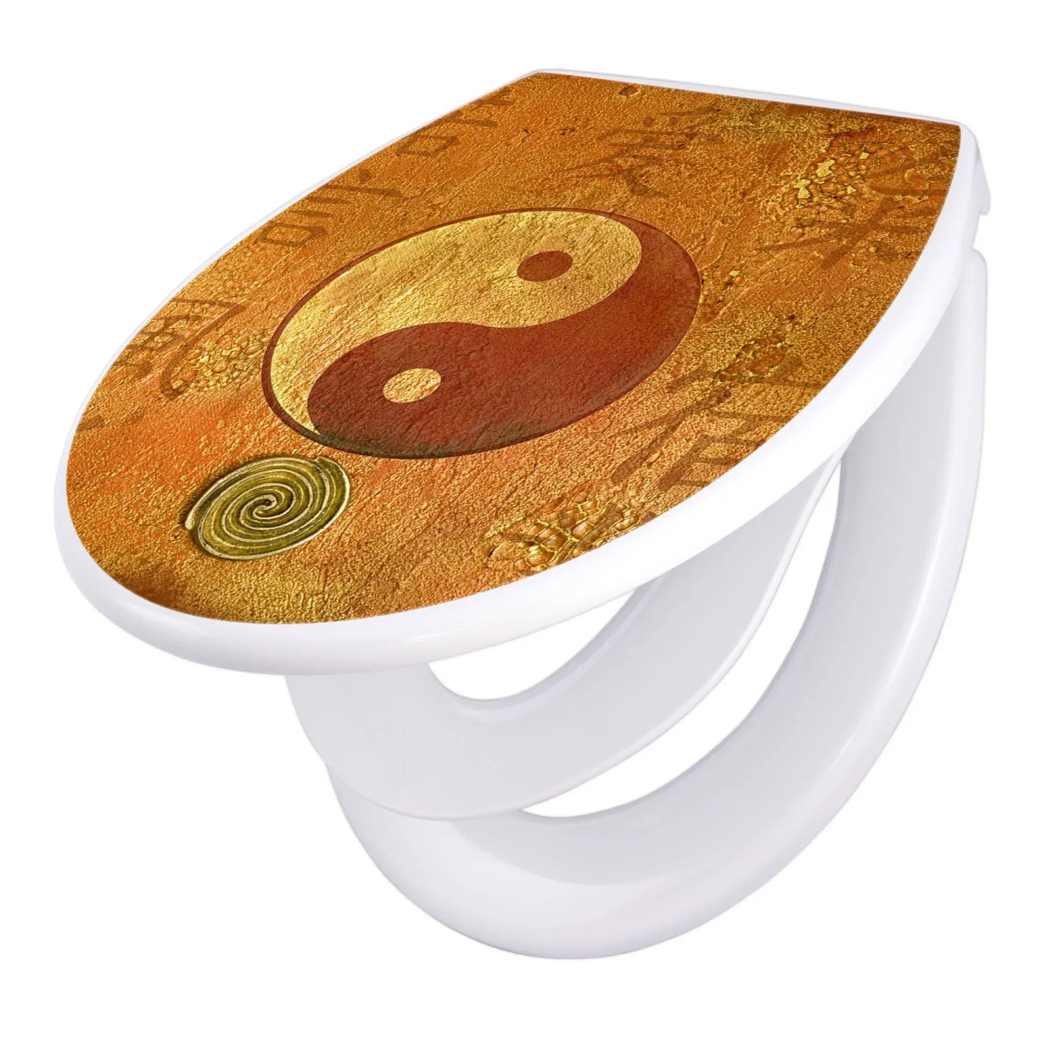 Banjado WC-Sitz Familie mit Yin Yang Motiv, Absenkautomatik, Kindersitz, Polypropylen.