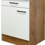 Flex-Well Unterschrank Vintea, 60 cm, Magnolie/Eiche, mit Schublade und Tür.