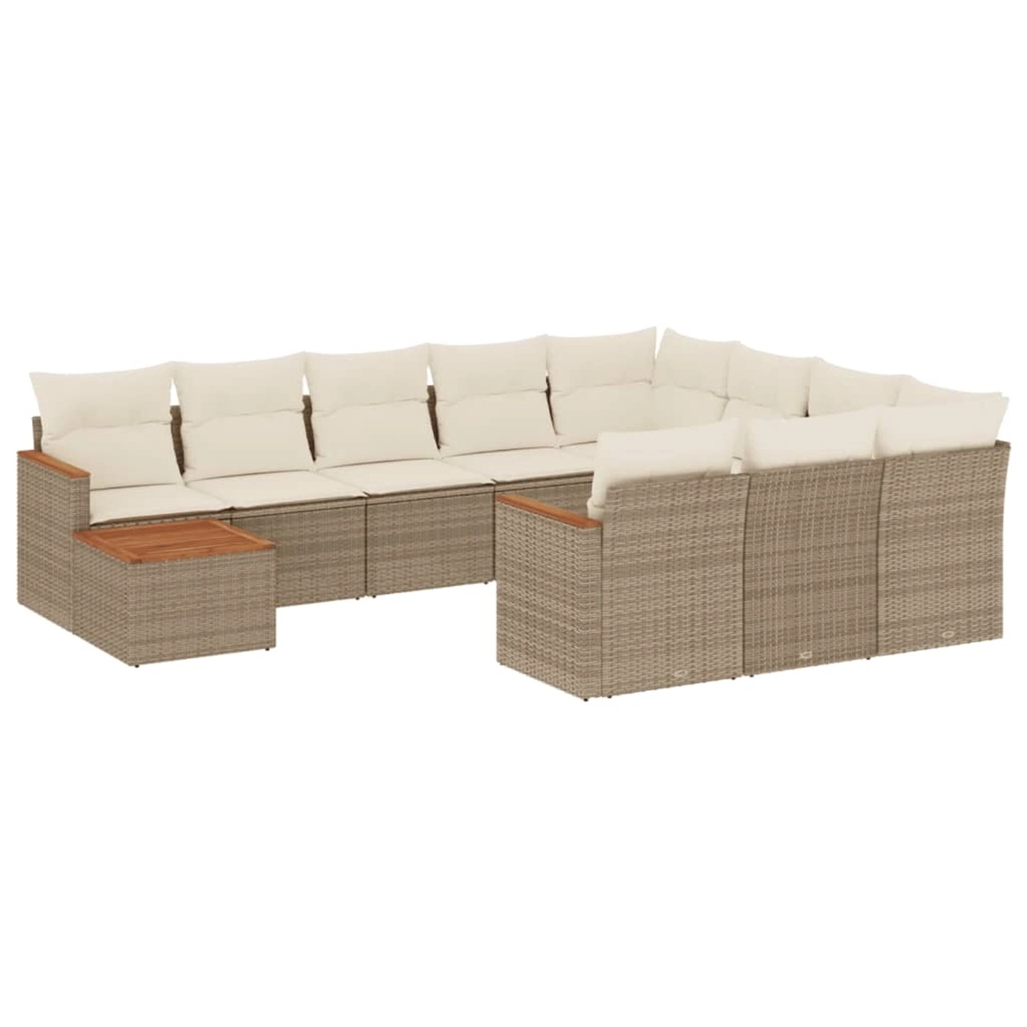 vidaXL 11-Tlg Garten-Sofagarnitur mit Kissen Beige Poly Rattan 3258768