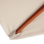 Detailaufnahme: Cremefarbener MCW Sonnenschirm Lissabon (3x4m) mit Holzgestell.
