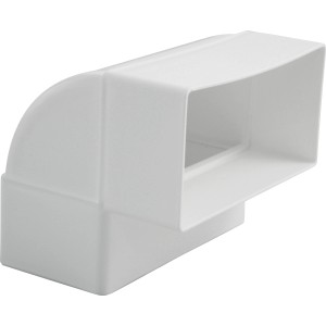 Weißer Marley Winkel 90° senkrecht, Teil des Flachkanalsystems 100 für Dunstabzugshauben.