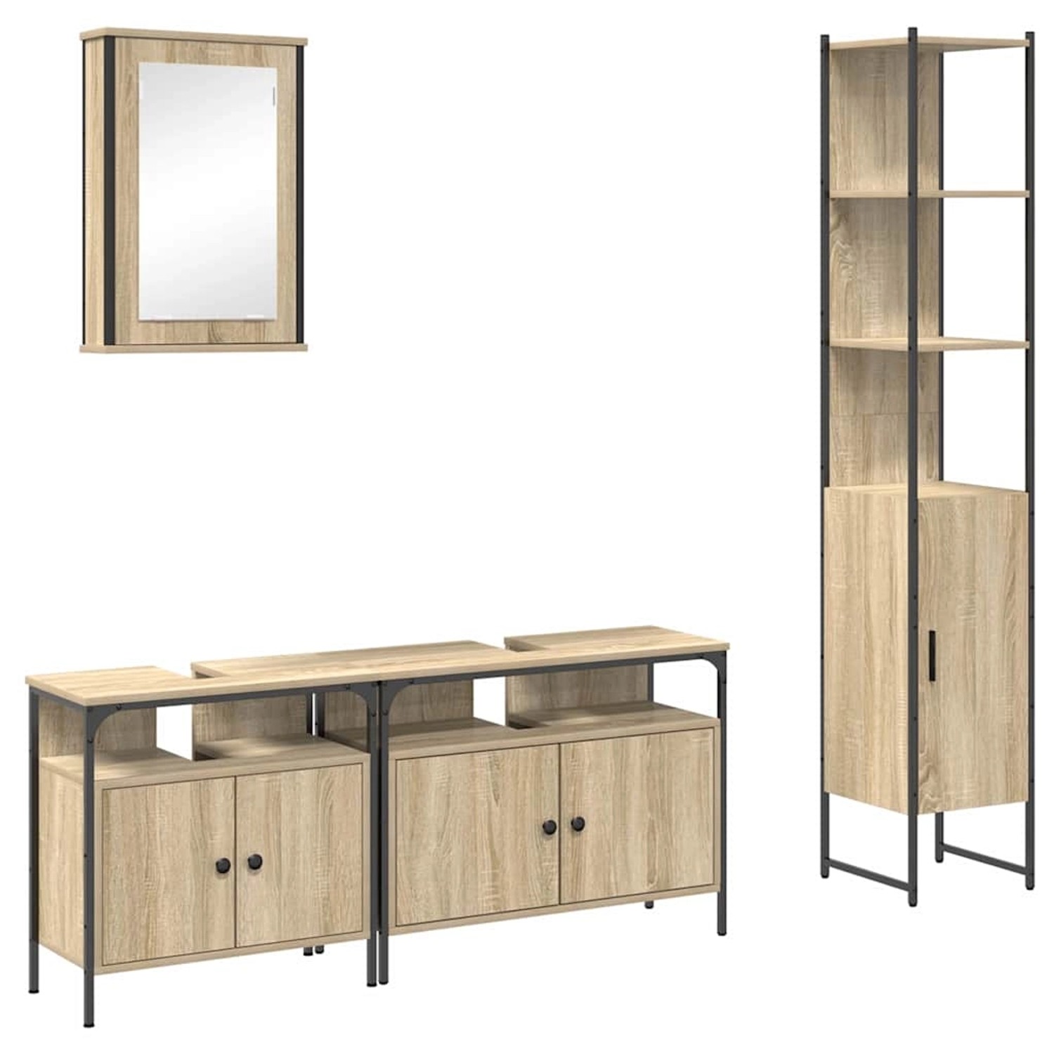 vidaXL Badezimmermöbel-Set mit Regal 4-Tlg Sonoma-Eiche Holzwerkstoff 33993 günstig online kaufen