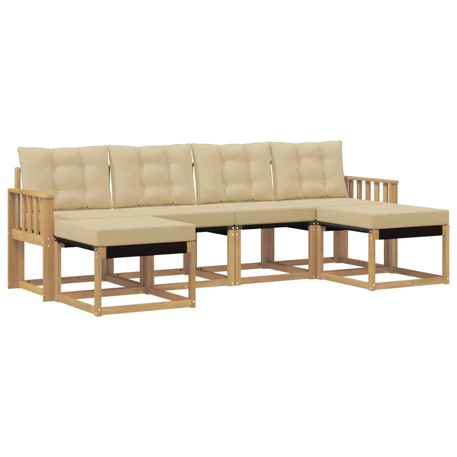 vidaXL Outdoor-Sofagarnitur mit Kissen 6-Tlg Weiß und Beige 3389739
