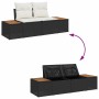 vidaXL Garten-Sofa-Set, 9-teilig, schwarz, Poly Rattan mit Kissen und Stauraum.