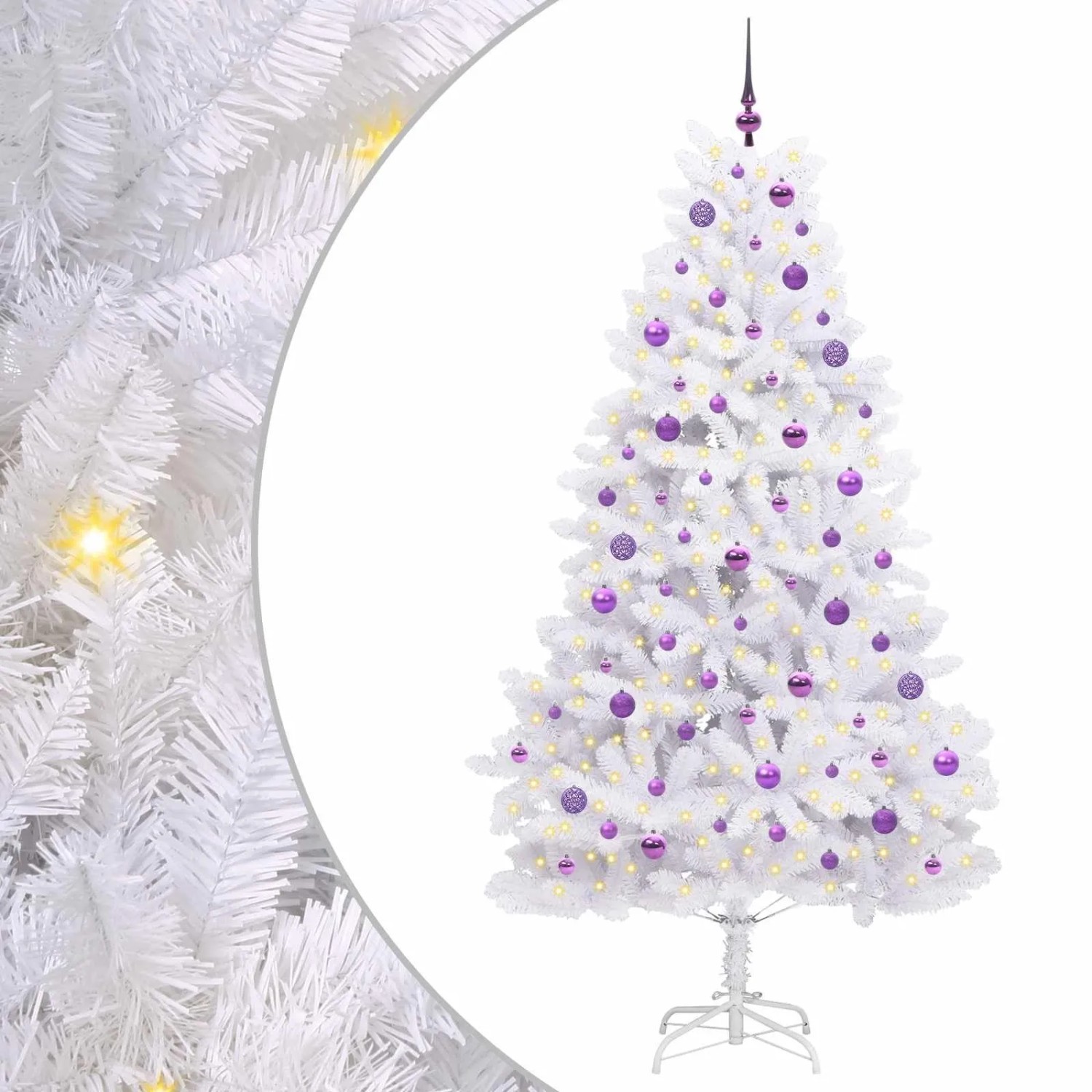 vidaXL Künstlicher Klappbarer Weihnachtsbaum Weiß 210 cm PVC und Stahl 3426609