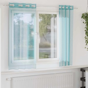 vidaXL Voile Vorhänge mit Ösen 2 Stk Türkis 4102143