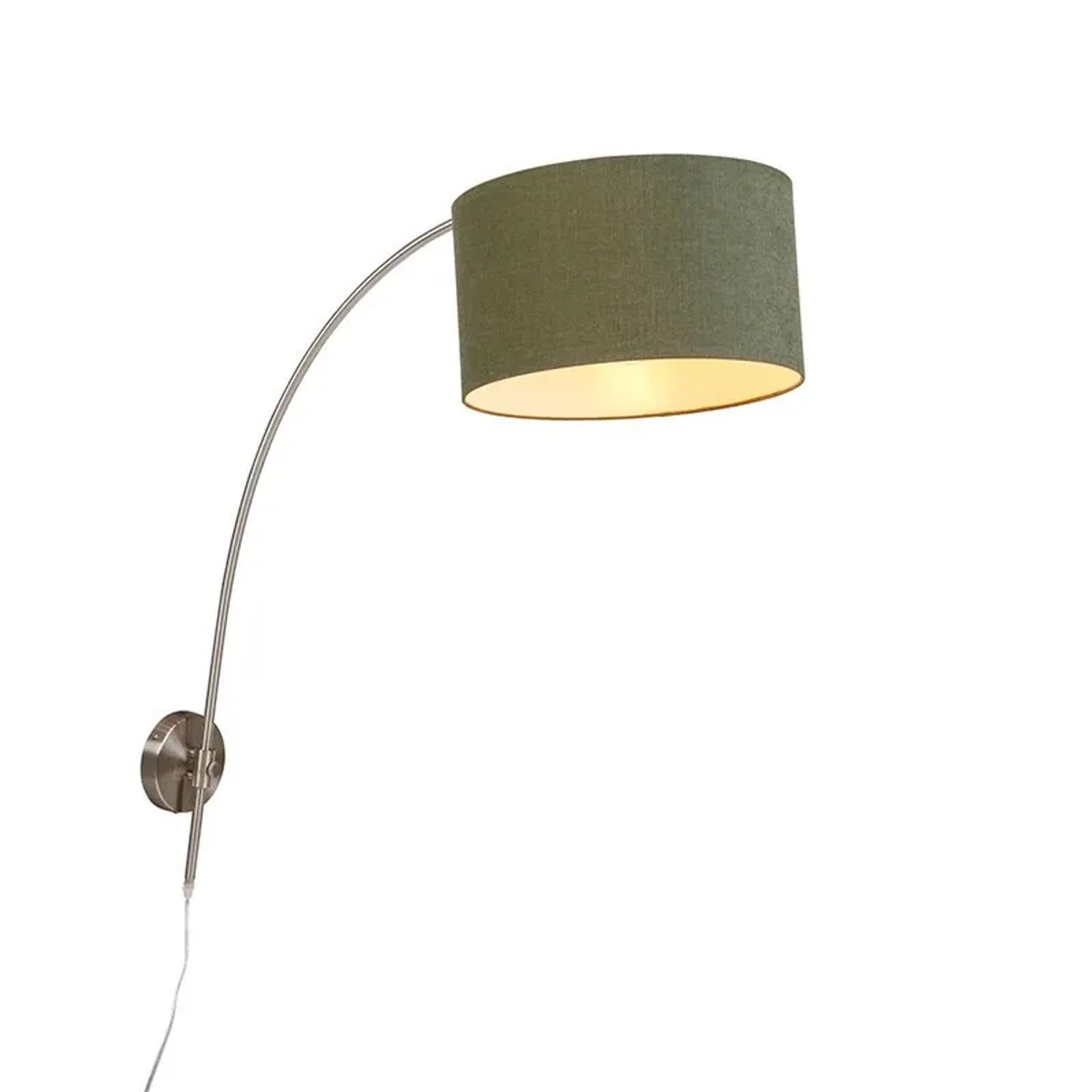 QAZQA Stahlwandbogenlampe mit schattenGrünem 35 35 20 Einstellbar