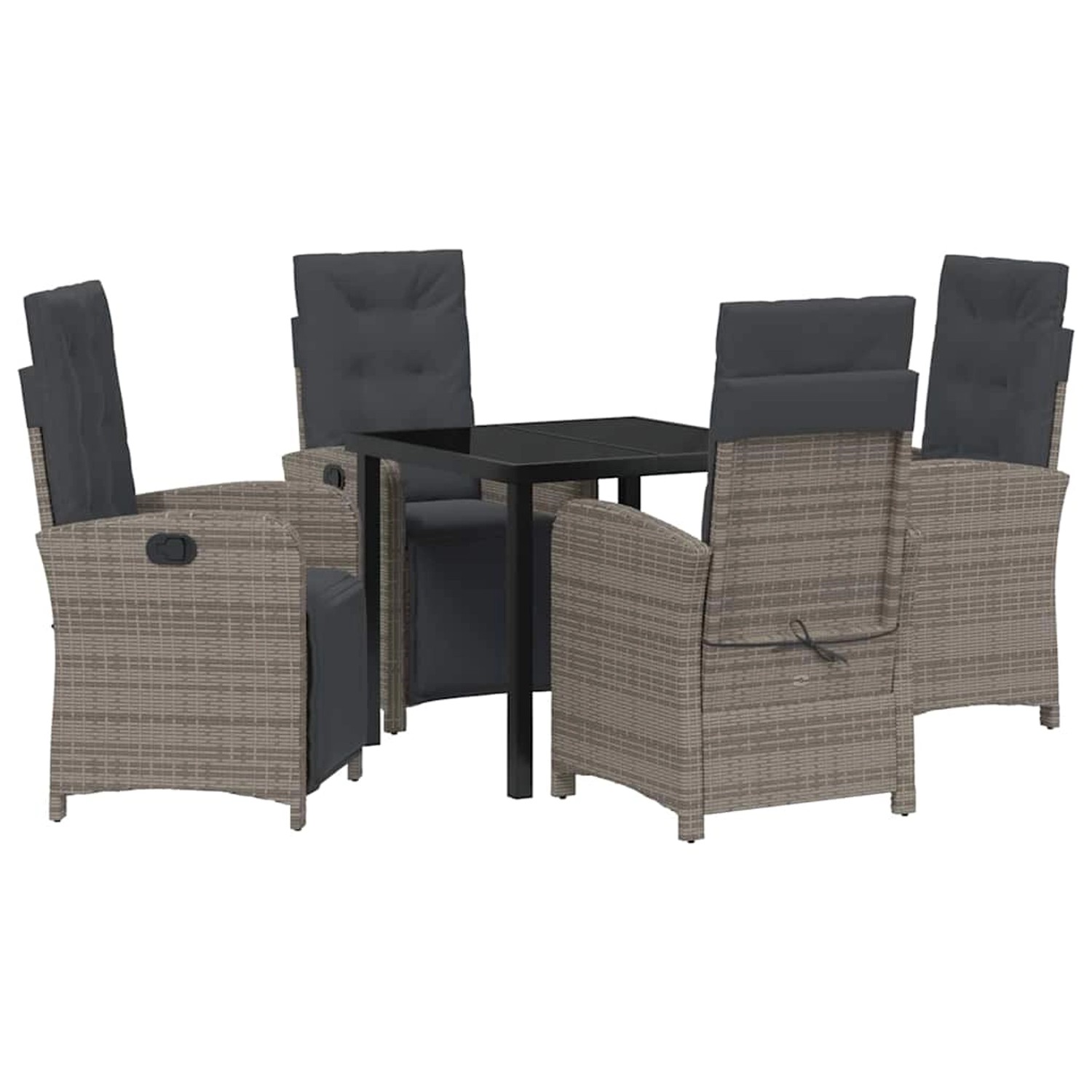 vidaXL Garten Essgruppe 5-Tlg Grau Poly Rattan 3380324 günstig online kaufen