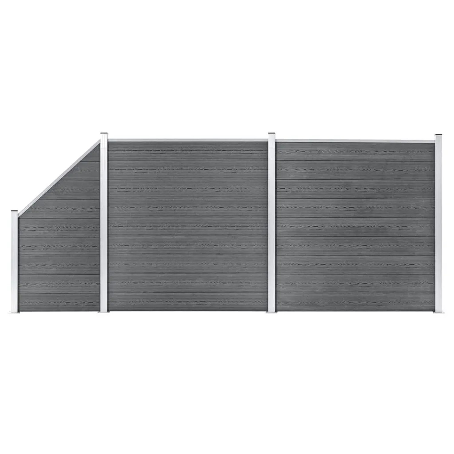 vidaXL WPC Zaun-Set 2 Quadrate + 1 Schräge 446x186 cm Grau 3053234