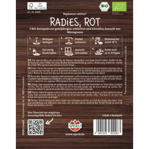 Sperli Microgreen Bio-Radieschen Rot Nachfüllpads, 3 Keimpads für die Anzucht von Microgreens.