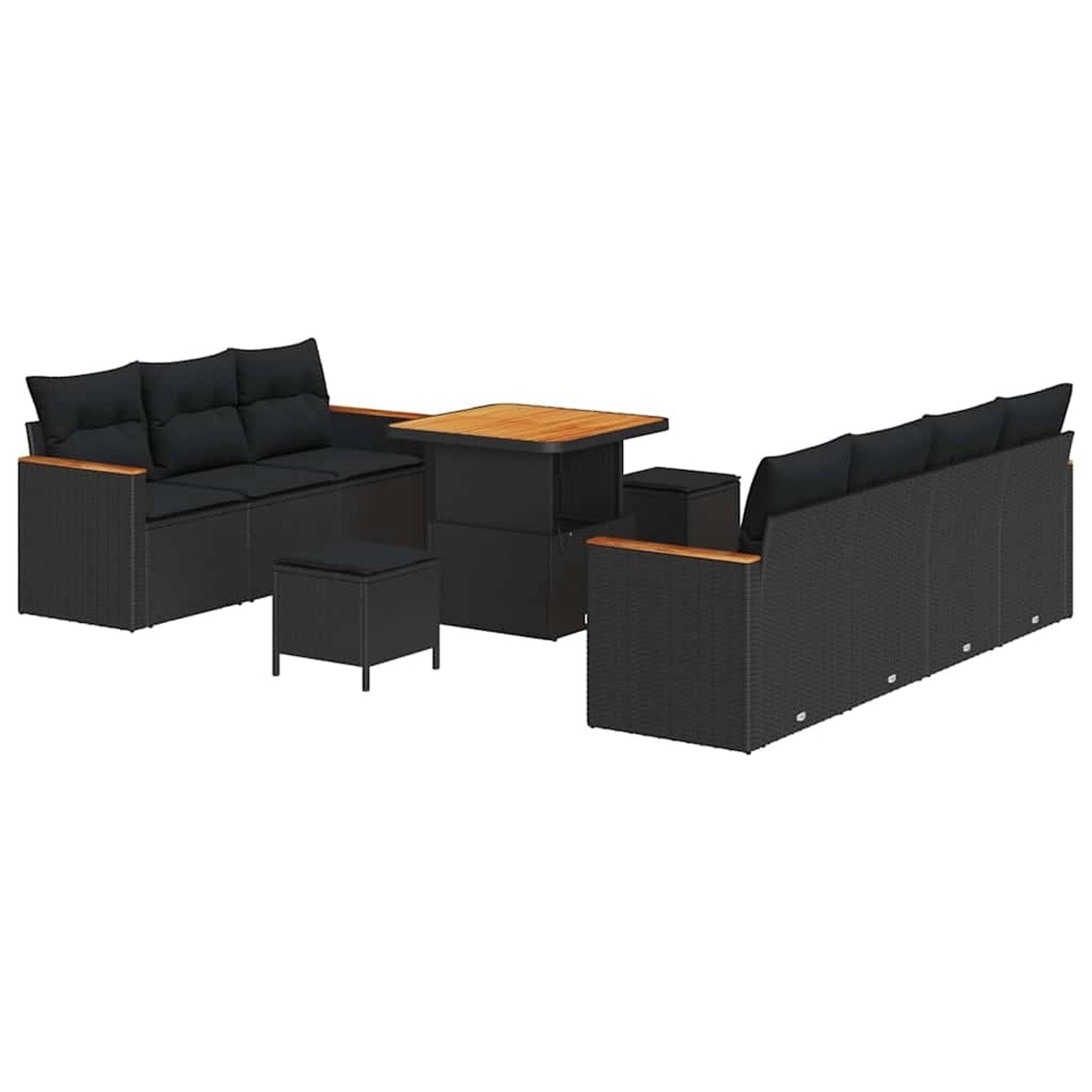 vidaXL Garten-Sofa-Set mit Kissen 10-Tlg Schwarz Poly Rattan 3363004 günstig online kaufen