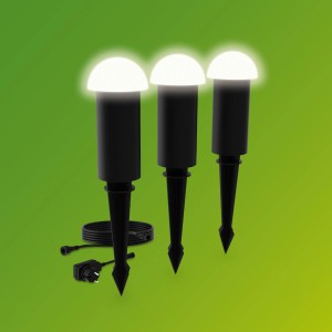 Philips Edwina LED-Sockelleuchten, 3er Set, schwarz, für den Garten.