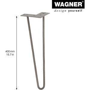 Wagner Möbelbein Hairpin Design, 40 cm, Eisen matt. DIY-Möbelfuß im Industrial Look.