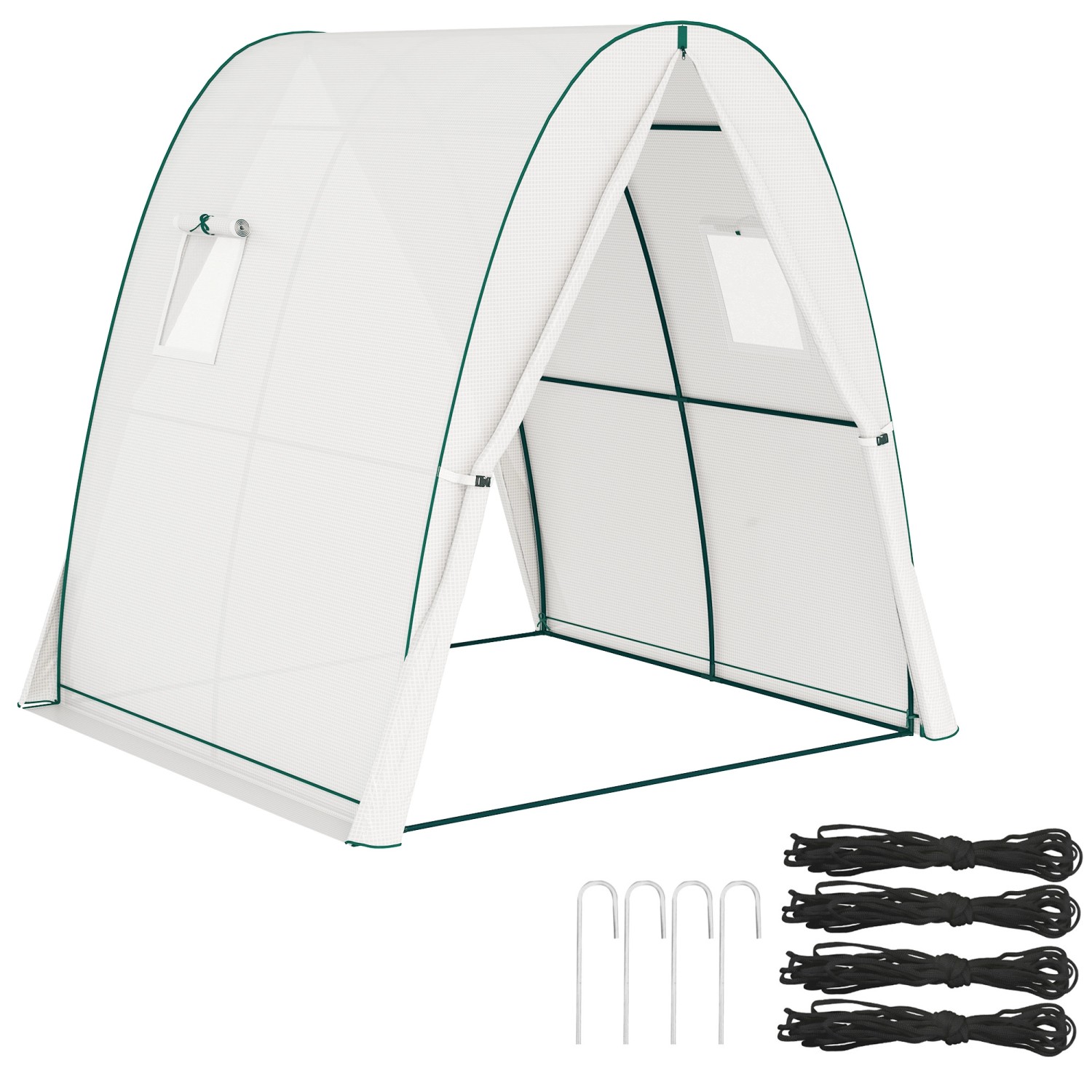 Outsunny Gewächshaus aus Stahl mit Rolltür 180 x 180 x 200 cm Weiß günstig online kaufen