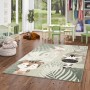 Grüner Kinderteppich mit Safari-Motiv (Tiger, Zebra, Giraffe), 120x170 cm.