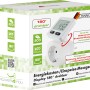 Schwaiger Energiekostenmessgerät mit drehbarem Display zur Messung von Stromverbrauch und Einspeisung.