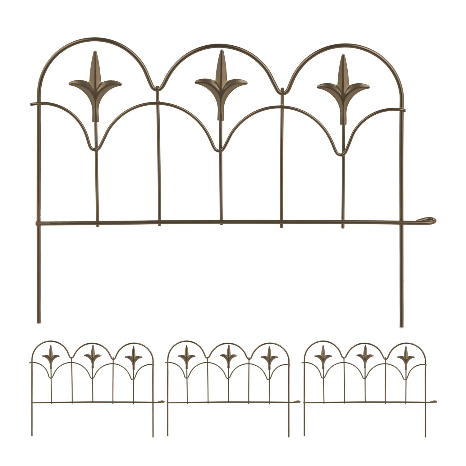 Relaxdays Beeteinfassung Stahl Bronze 4er Set 28 cm x 38,5 cm x 1,5 cm