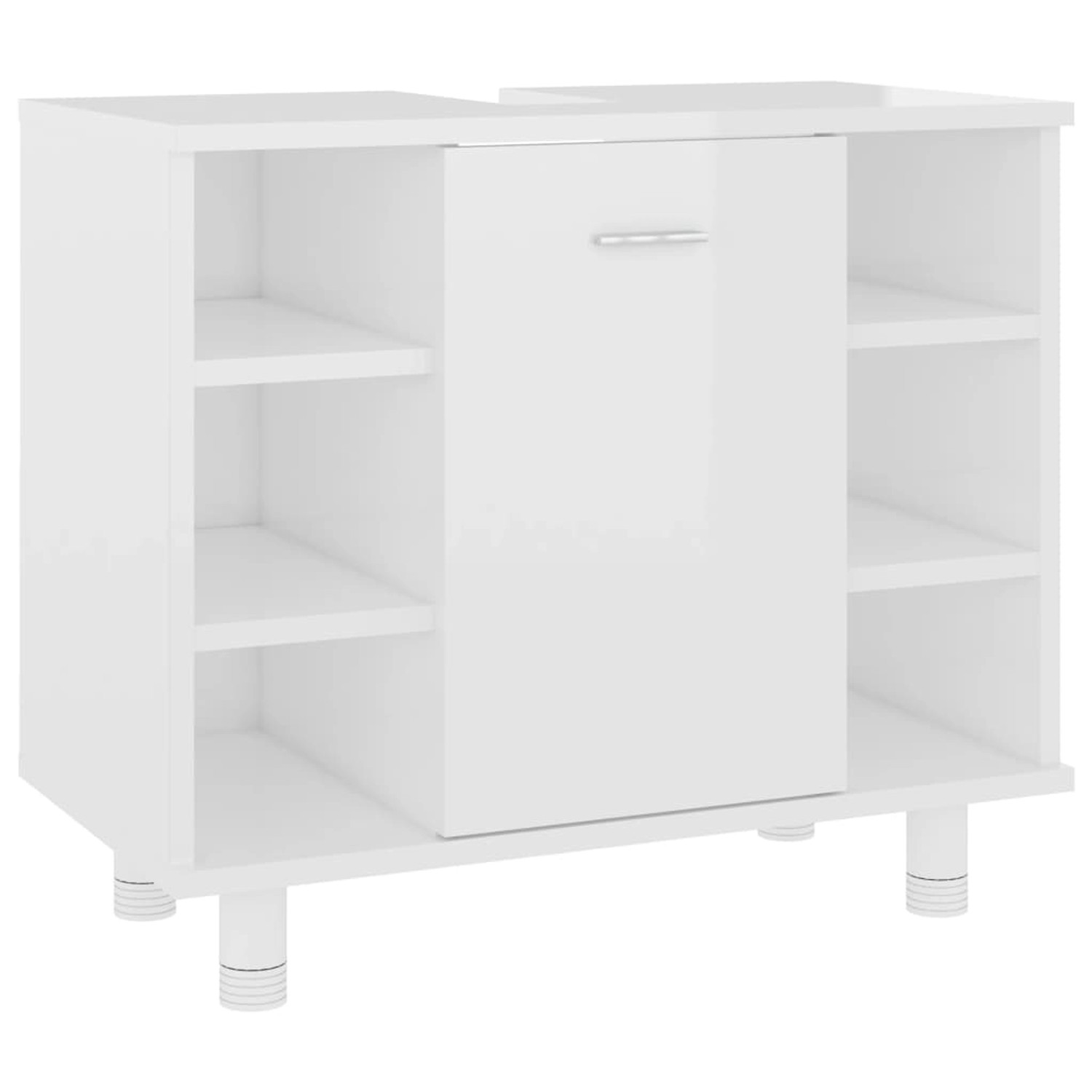 vidaXL Badezimmerschrank Hochglanz-Weiß 60x32x53,5 cm Holzwerkstoff