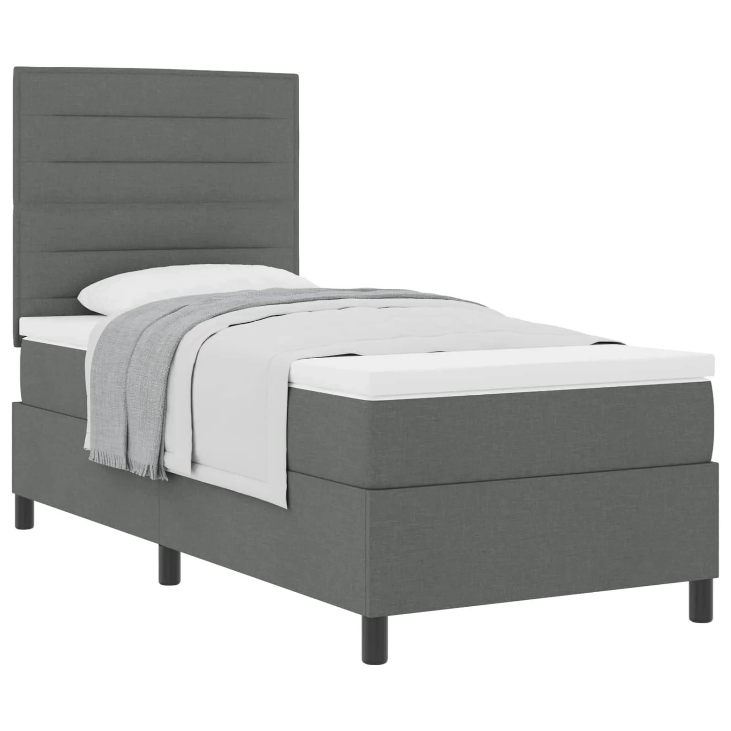 vidaXL Boxspringbett mit Matratze Dunkelgrau 90 x 190 cm Stoff 3339274