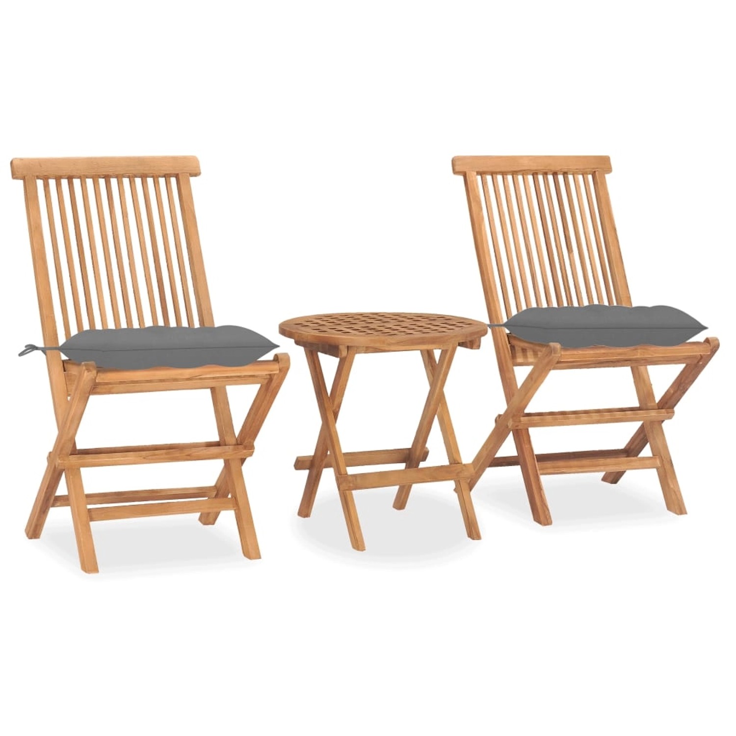 vidaXL 3-tlg Garten-Essgruppe mit Kissen Klappbar Massivholz Teak Modell 17