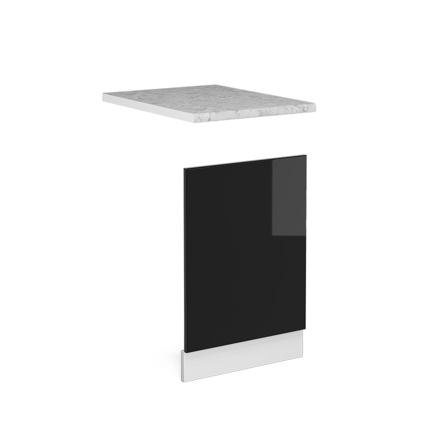 Vicco Frontblende R-Line Schwarz Hochglanz/Weiß 45 cm AP Marmor