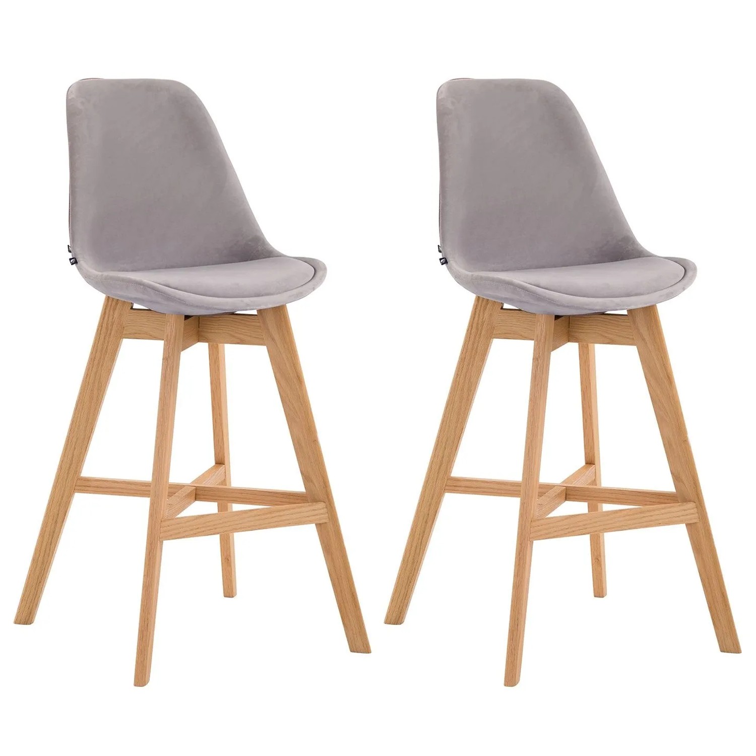 CLP 2er Set Barhocker Cannes Samt Grau/Natura