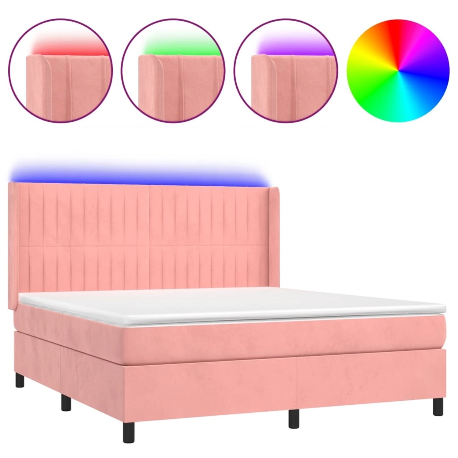 vidaXL Boxspringbett mit Matratze & LED Rosa 160x200 cm Samt 3139696 günstig online kaufen