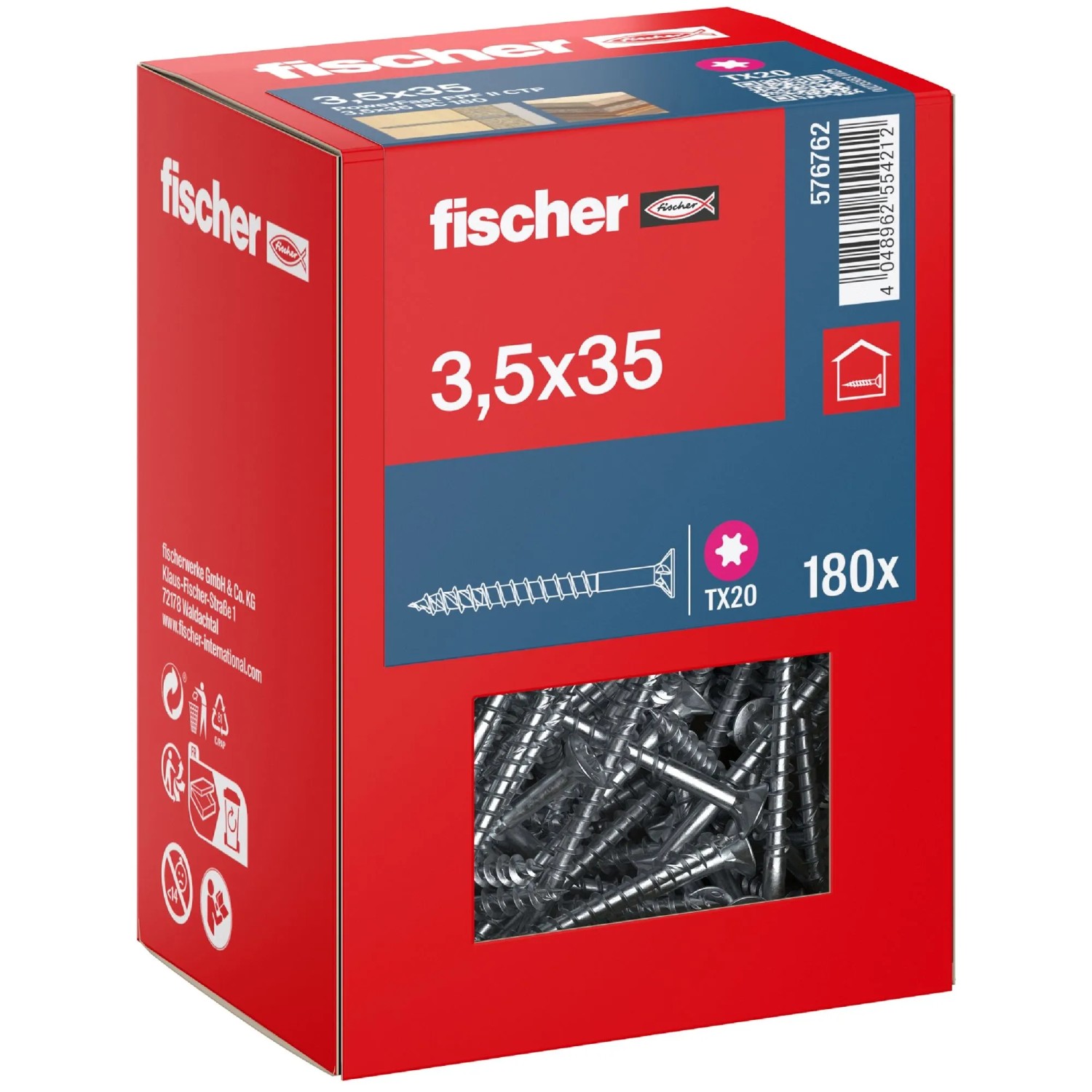 Fischer Schraube PowerFast II Senkkopf TX Teilgewinde Ø 3,5 x 35 mm 180 Stk