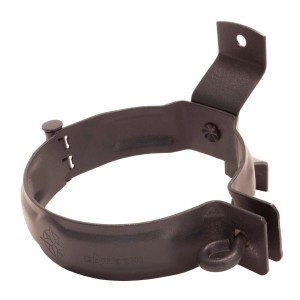 Braune Zambelli Fallrohrschelle DN 100 aus verzinktem Stahl für die sichere Rohrbefestigung.