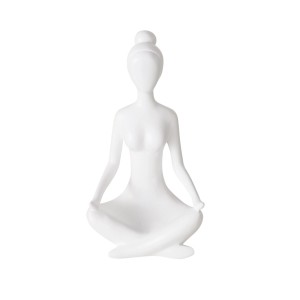 Weiße Yoga Deko-Figur von Boltze Home, 29 cm hoch, für entspannte Atmosphäre.